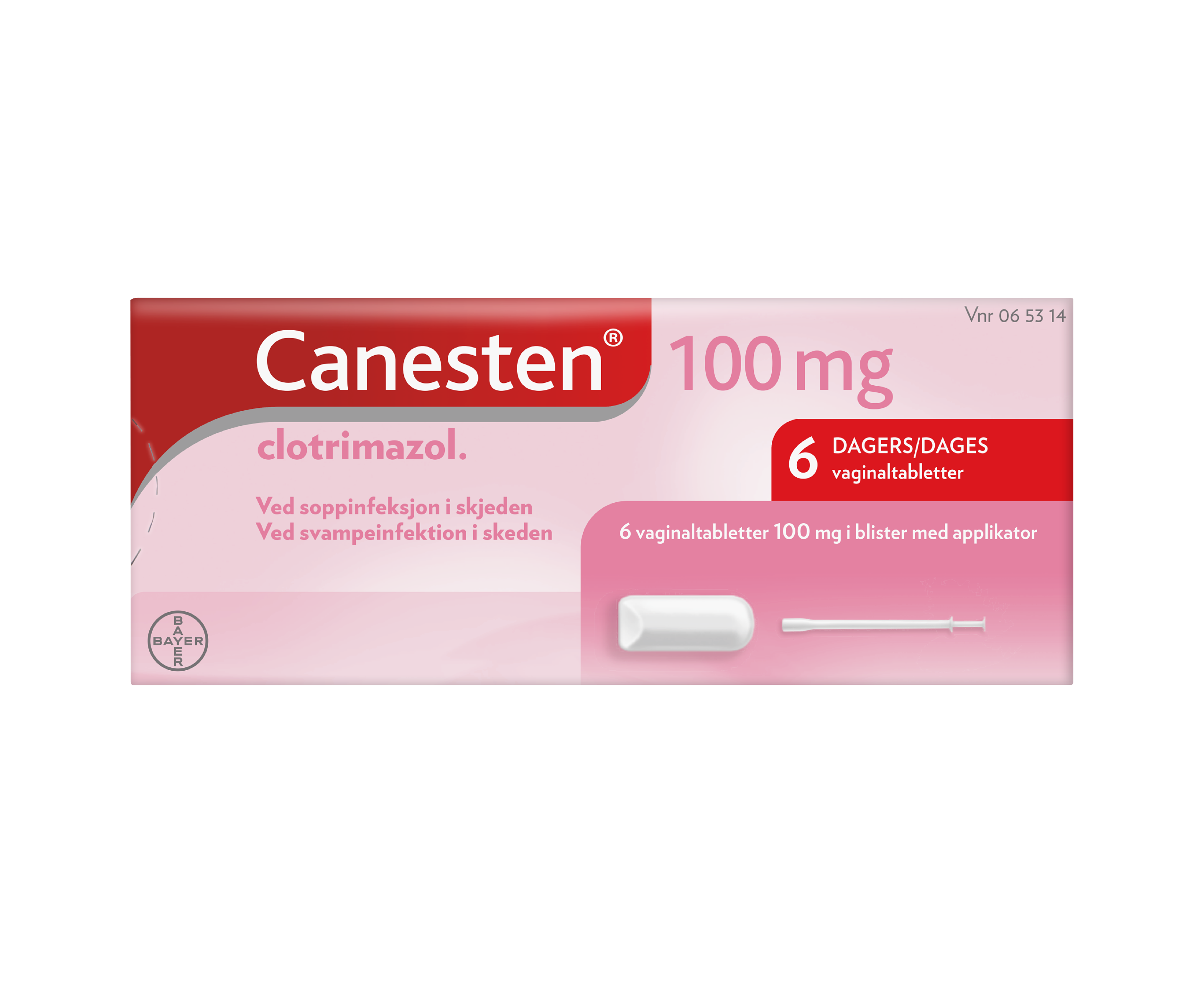 Canesten vaginaltabletter mot underlivssopp 100 mg tabletter og applikator